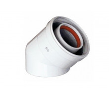 Коаксиальный отвод 45°, диам. 60/100 мм Используется в качестве начального участка для котлов серии: Main, ECO3 Compact