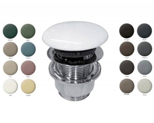 Донный клапан, CIELO, 1 1/4, диаметр, мм-72, универсальный, тип-Clic Clac, форма крышки-круглая, материал-латунь, с керамической крышкой, цвет-хром/Pomice