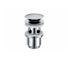 Донный клапан, Kludi, для раковин с переливом, нажимной Push-Open, 1 1/4, форма крышки-круглая, диаметр крышки, мм-63.5, материал крышки-металл, цвет-хром