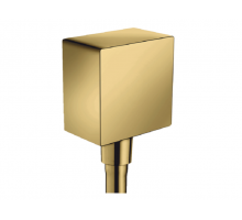 Шланговое подсоединение, Hansgrohe, FixFit Square, стандарт подвода воды-1/2, цвет-полированное золото, с клапаном обратного тока